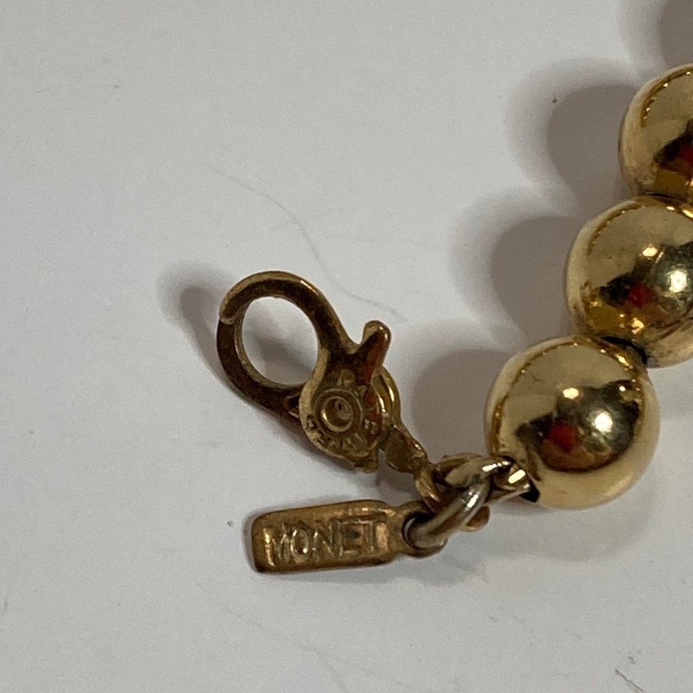 Vintage Monet Gold Bead Necklace - Picture 2 of 5